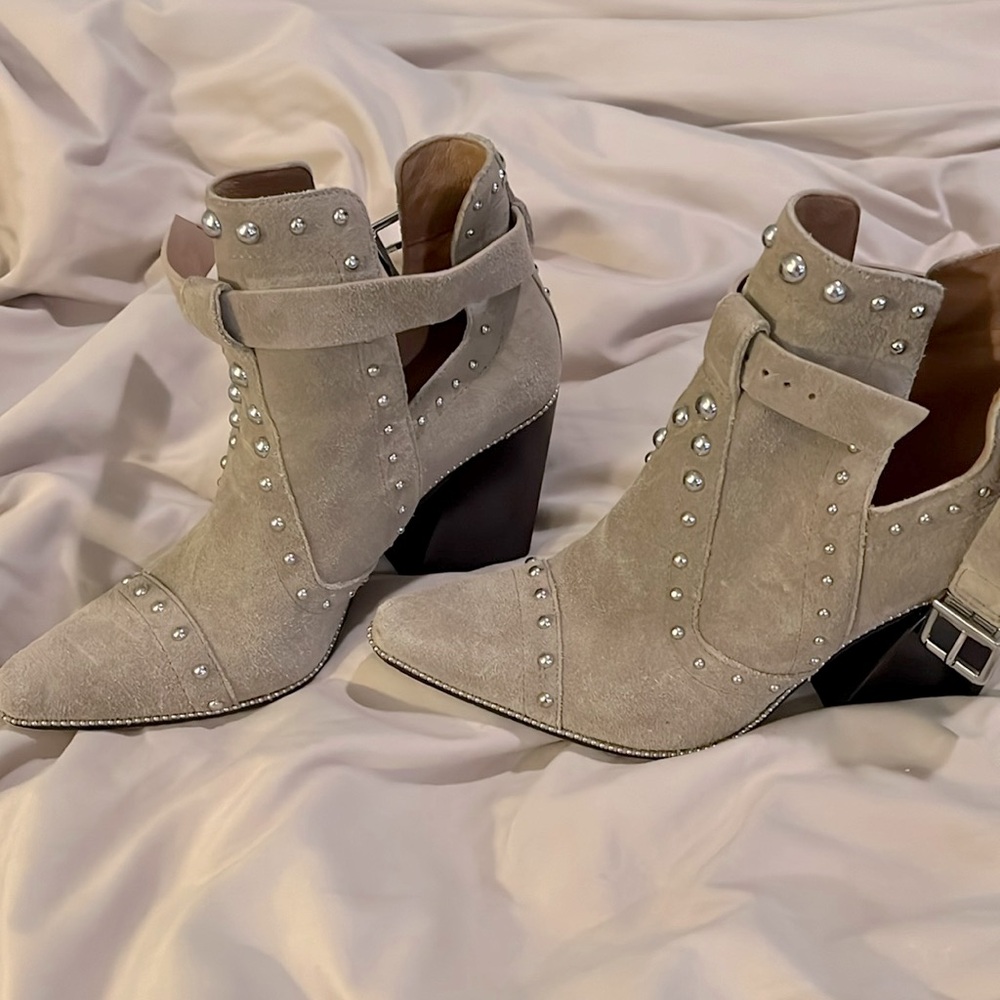 Tan studded booties